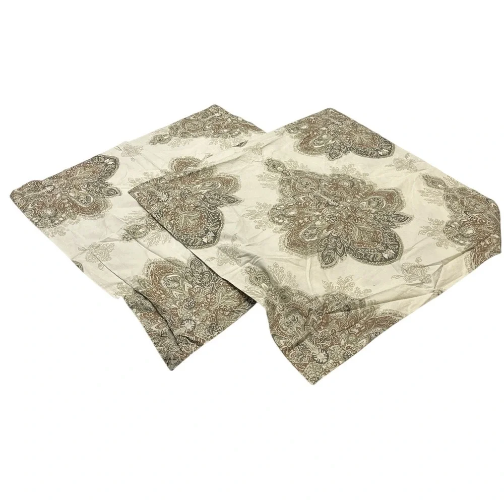 Pottery Barn Full Queen Serrano Medallion Duvet Set Neutral Off White Gray Taupe